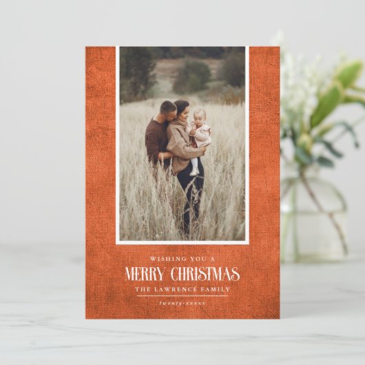 燃素朴えたオレンジ色の冬のクリスマスの独身の写真 シーズンカード (スタンド正面)
