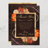 燃素朴えたオレンジ色の秋の結婚花 サンキューカード (正面/裏面)