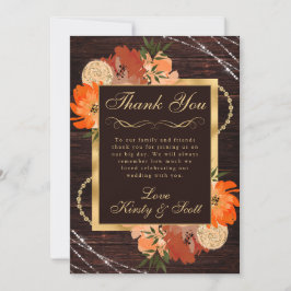 燃素朴えたオレンジ色の秋の結婚花 サンキューカード