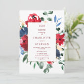 燃素朴料フローラ水色金ゴールド結婚 招待状 (スタンド正面)