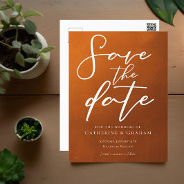 燃素朴焼オレンジタイポグラフィ秋保存日付 ポストカード