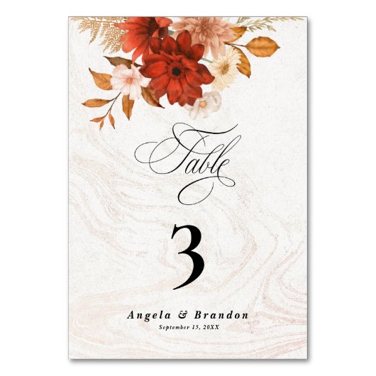 燃素朴焼オレンジテラコッタエレガントな結婚式 テーブルナンバー (正面)