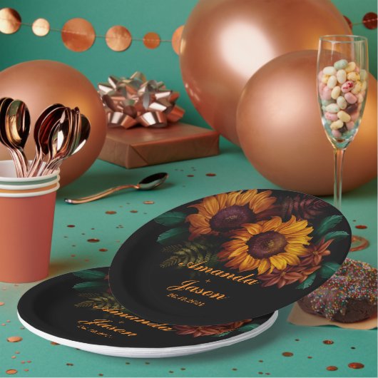 燃素朴焼オレンジフローラ結婚式 ペーパープレート (複数)