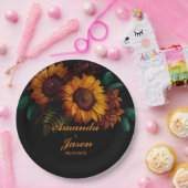 燃素朴焼オレンジフローラ結婚式 ペーパープレート (パーティー)