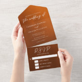 燃素朴焼オレンジボヘミアン結婚ズ オールインワン招待状 (貼ってはがせる)