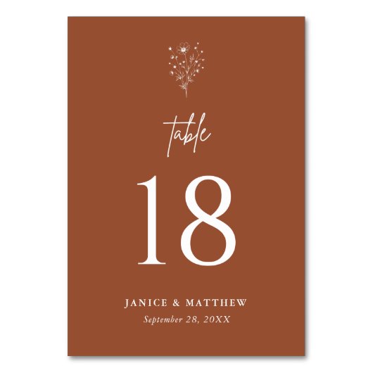 燃素朴焼オレンジボホエレガントな結婚式 テーブルナンバー (正面)