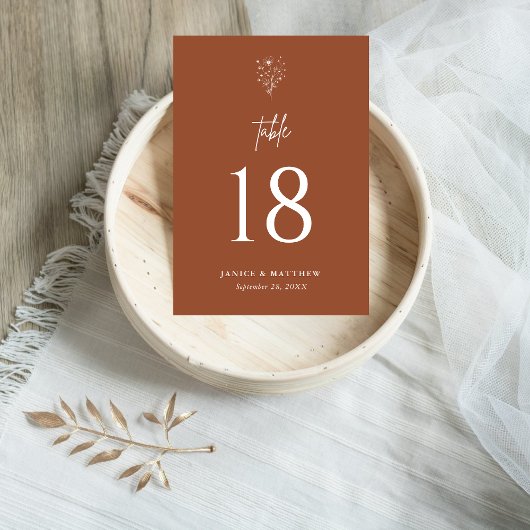燃素朴焼オレンジボホエレガントな結婚式 テーブルナンバー