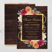 燃素朴焼オレンジレッド秋花Sweet sixteen 招待状 (正面/裏面)