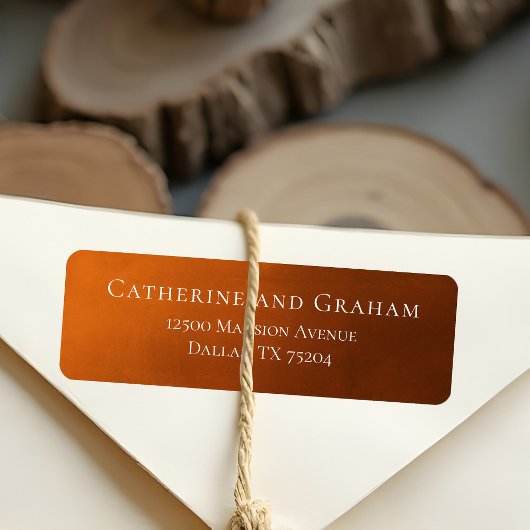 燃素朴焼オレンジ秋結婚差出人住所 ラベル