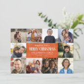 燃素朴焼オレンジ色のクリスマス10写真コラージュ シーズンカード (スタンド正面)