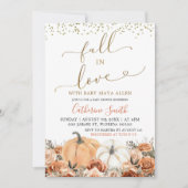 燃素朴焼オレンジ色のフローラカボチャ赤ちゃんシャワー 招待状 (正面)