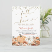 燃素朴焼オレンジ色のフローラカボチャ赤ちゃんシャワー 招待状 (スタンド正面)