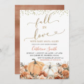 燃素朴焼オレンジ色のフローラカボチャ赤ちゃんシャワー 招待状 (正面/裏面)