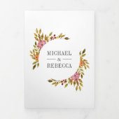 燃素朴焼オレンジ色フローラフォトコラージュ結婚ズ 三つ折り招待状 (カバー)