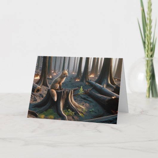 燃考え焼した森のキツネ カード (正面)