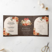 燃自然焼オレンジフローラカボチャ結婚ズ 三つ折り招待状 (内部)