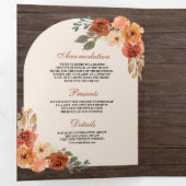 燃自然焼オレンジフローラカボチャ結婚ズ 三つ折り招待状 (内部最初)