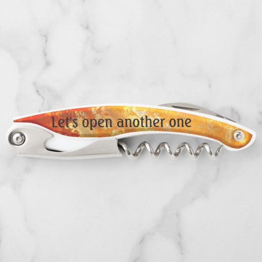 燃芸術的焼オレンジコルクボトルオープナー ソムリエナイフ (正面)