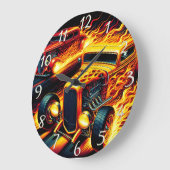 燃鮮やか改造盛の夕日の下でレースをする ラージ壁時計 (傾斜)