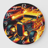 燃鮮やか改造盛の夕日の下でレースをする ラージ壁時計 (正面)