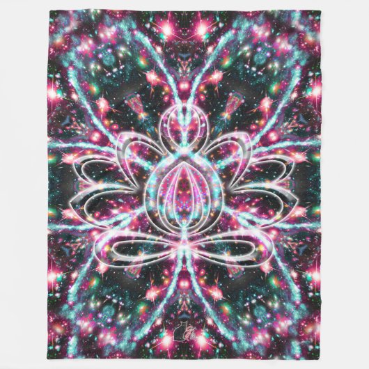 燐光性禅ロータス フリースブランケット (正面)