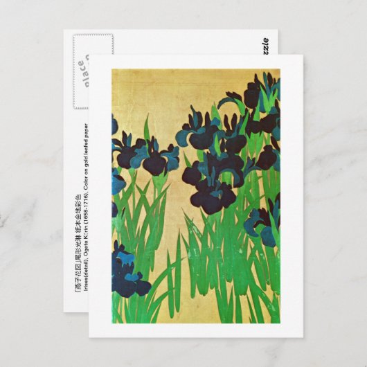 燕子花図(部分),光琳アイリス(詳細),光林日本美術 ポストカード (正面/裏面)