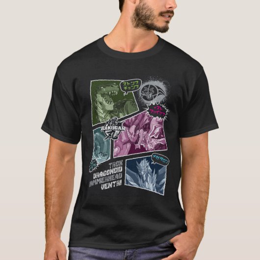 爆丸ドラゴノイド ハンマーヘッドとベントリの漫画 Tシャツ (正面)