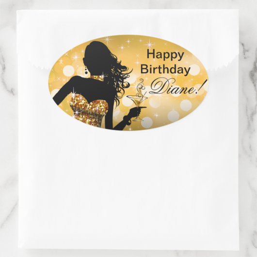 爆弾のきらきら光るなグリッターのパーティー向きのドレスの楕円形|の金ゴールド 楕円形シール (バッグ)