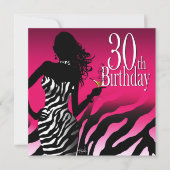 爆弾のシマウマの第30誕生会の暗い赤紫色 招待状 (正面)