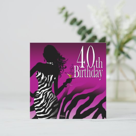 爆弾のシマウマの第40誕生会の紫色 招待状 (スタンド正面)