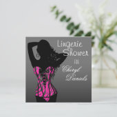 爆弾のランジェリーのシマウマのコルセットのブライダルシャワー 招待状 (スタンド正面)