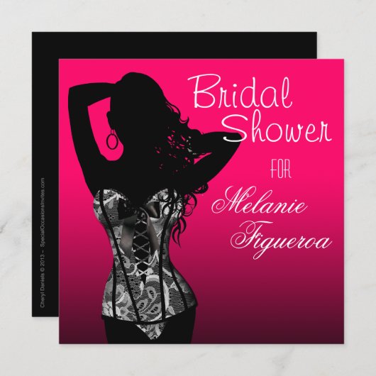 爆弾のランジェリーのレースのコルセットのブライダルシャワー 招待状 (正面/裏面)