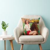 爆弾の悪い女の子のレトロの農場で働く女性及び馬 クッション (椅子)