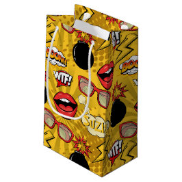 爆弾レトロリップ赤/金ゴールドID553 スモールペーパーバッグ