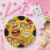 爆弾レトロリップ赤/金ゴールドID553 ペーパープレート (パーティー)