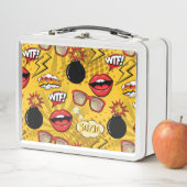 爆弾レトロリップ赤/金ゴールドID553 メタルランチボックス (インサイチュ)