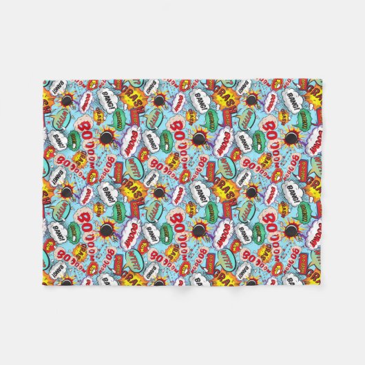 爆弾漫画パターン フリースブランケット (正面(横))