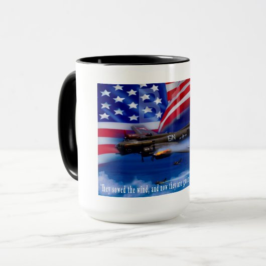 爆撃機のハリスの引用文のB17 マグカップ (正面左)