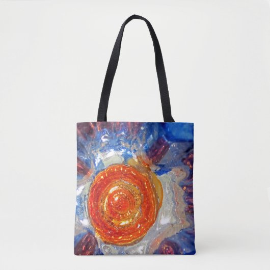 爆発するコスモスのアートガラス – ファンゴッホオレンジの太陽 トートバッグ (正面)