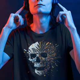 爆発するスカル – 分解する抽象芸術カッコいいスカル Tシャツ