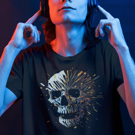 爆発するスカル – 分解する抽象芸術カッコいいスカル Tシャツ