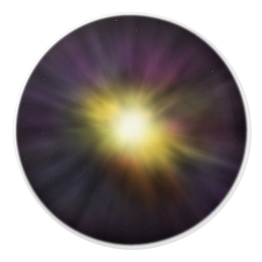 爆発するスターカッコいいデジタル宇宙アートワーク セラミックノブ (正面)