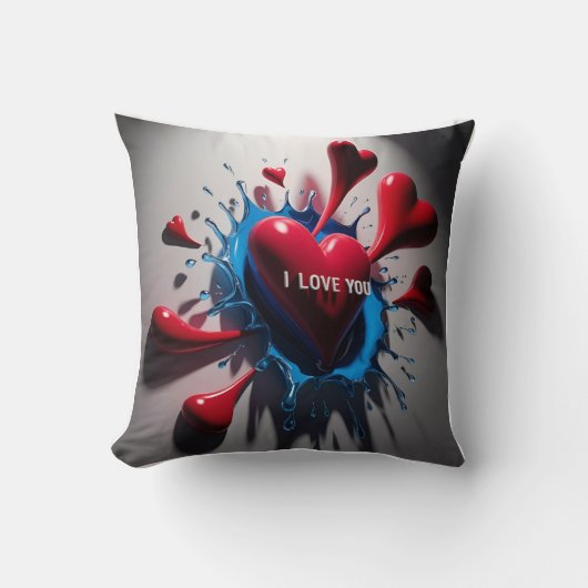 爆発するハートと涙： 3D感情的バースト クッション (正面)
