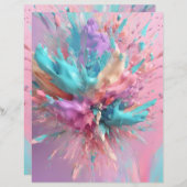 爆発するペイントのアブストラクト ピンク ターコイズ 紙 (正面/裏面)