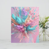 爆発するペイントのアブストラクト ピンク ターコイズ 紙 (スタンド正面)