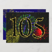 爆発する花火105th誕生日パーティーを招待 招待状 (正面/裏面)