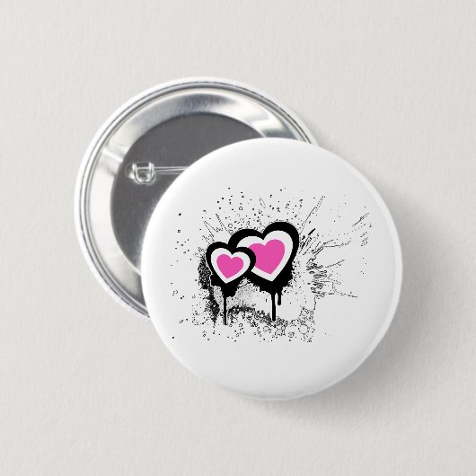 爆発のハートのEmoの代わりとなるグランジな石のパンク 缶バッジ (正面&裏面)