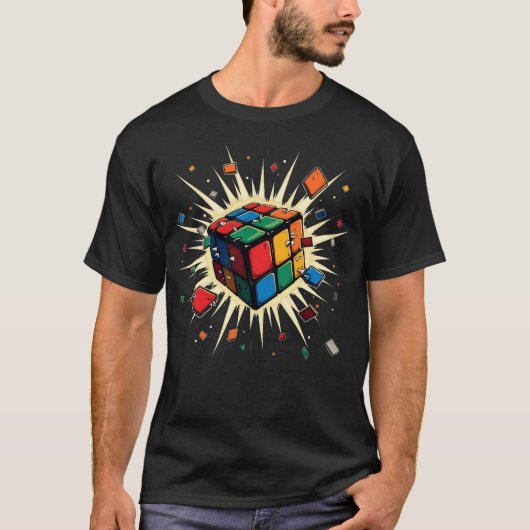 爆発キューブの速度キュービングパズルマスター Tシャツ (正面)