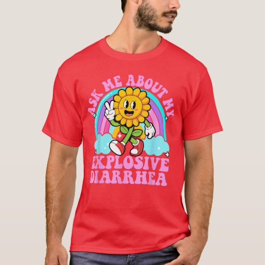 爆発下痢について聞いてみて 面白い皮肉 Tシャツ (正面)