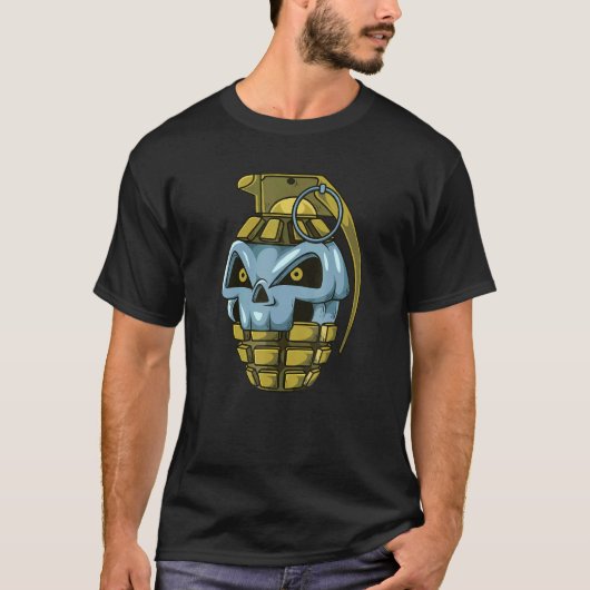 爆発性ハンドスカル手榴弾 Tシャツ (正面)